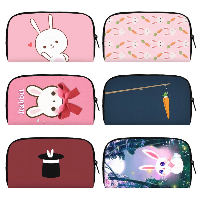 

Cute Cartoon Rabbit Wallets Bunny Carrots Print Coin Money Bags Credit Card Holder Long Wallet Pouch Small Storage Bag Clutch