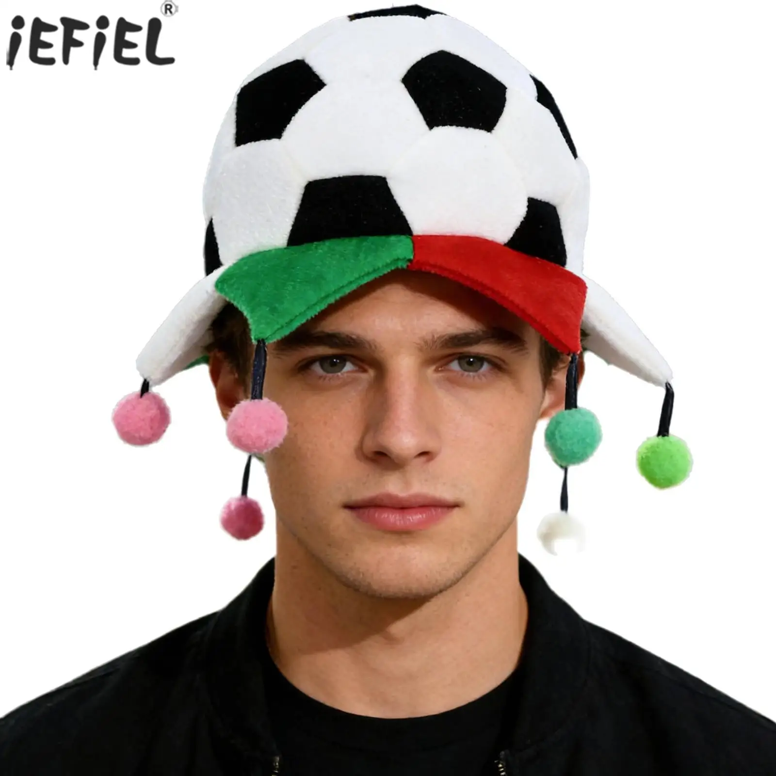 Carnival Hat Football Colored Jagged Brim Hat Funny Costume Soccer Hats Photo Booth Props for Adults Dress Up Hats Accessories