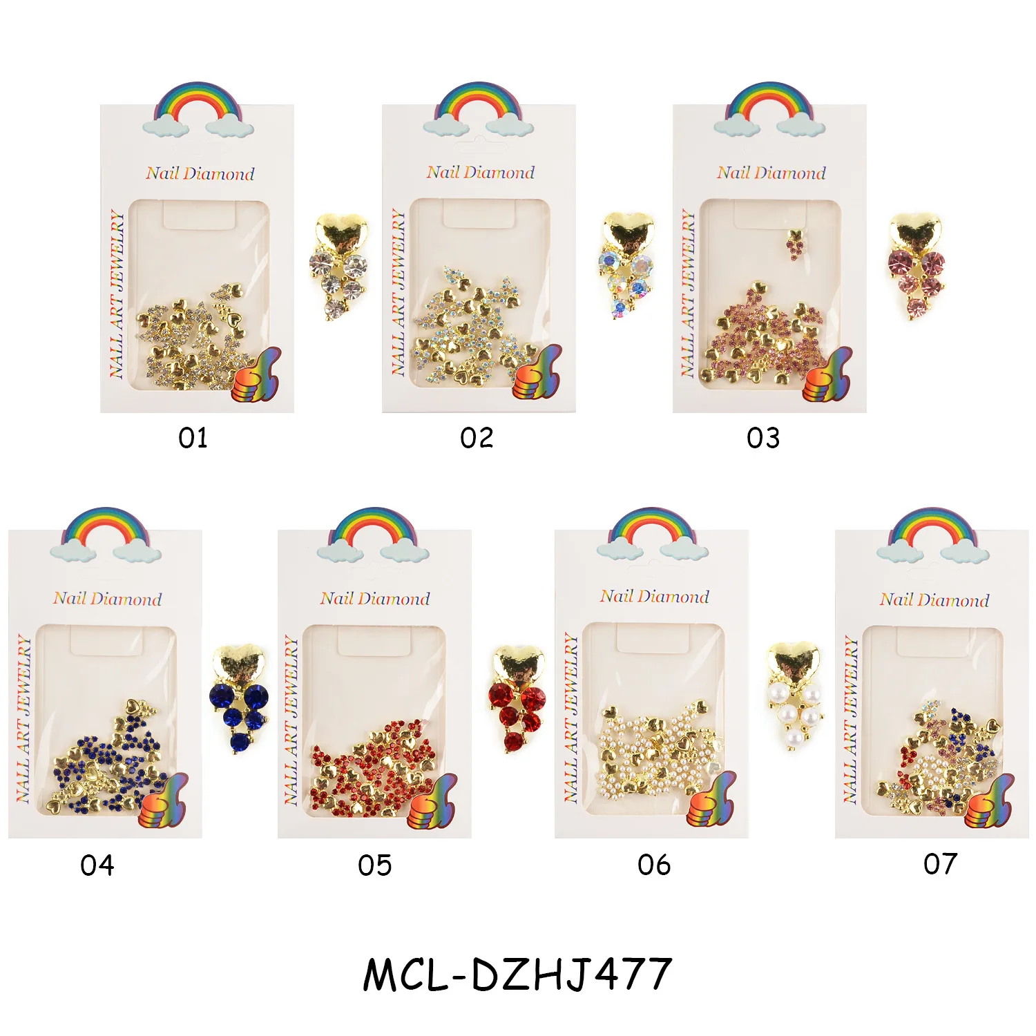 Elegant Alloy Rhinestone Nail Accessories for DIY 3D Nail Decoration - 20pcs Love Nail Art Decorations