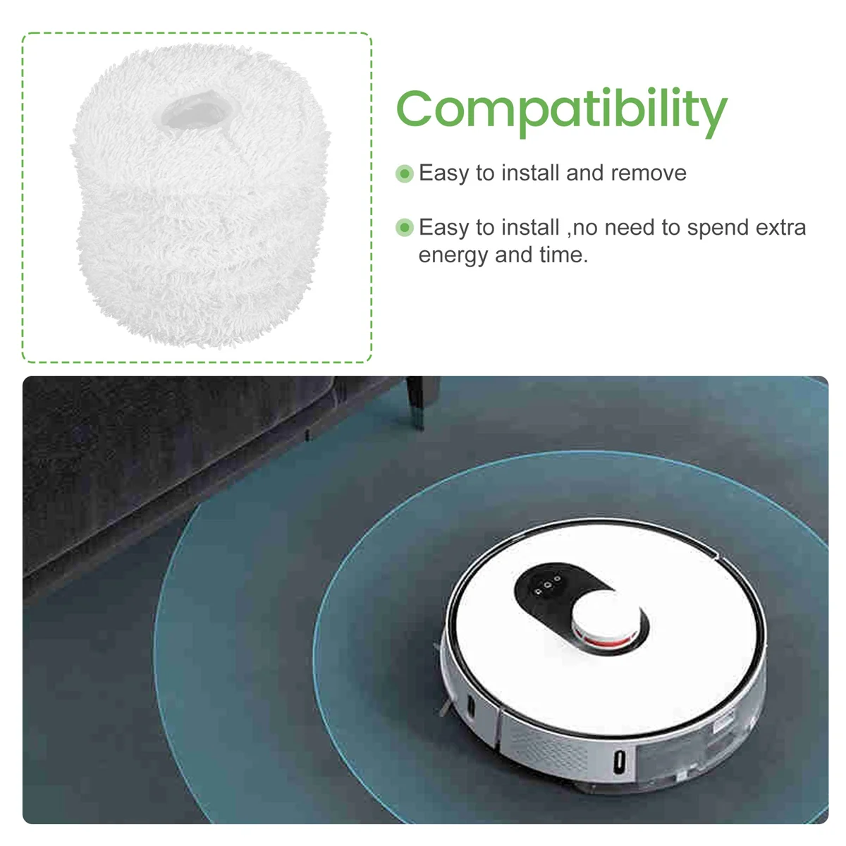 New A26P 12Pcs Mopping Cloths for Yeedi Mop Station Self-Cleaning Robot Replacement Mop Cleaning Pad Vacuum Cleaner Parts