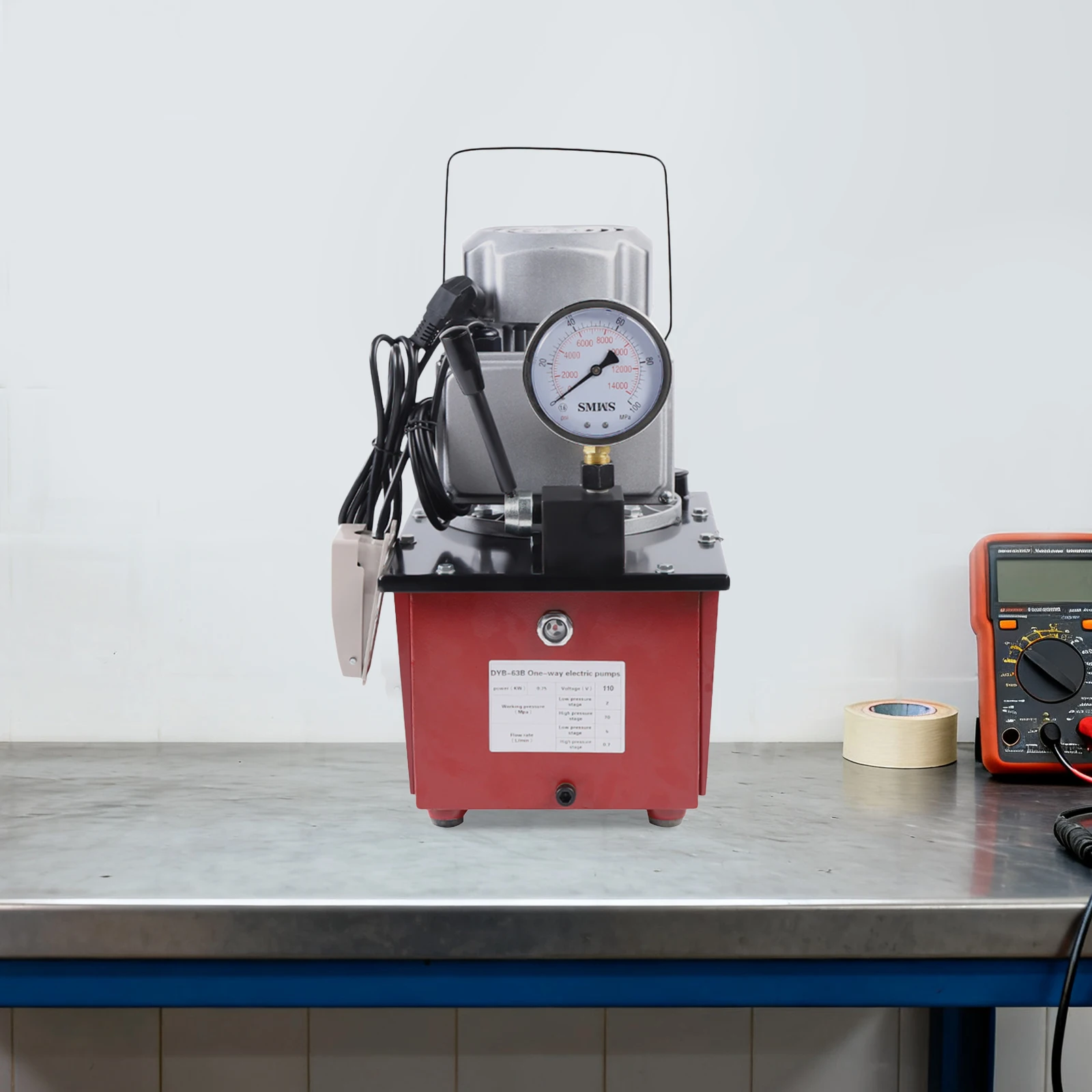 Moderne 750W Einweg-Elektrohydraulikpumpe mit Manueller Ventil-Fußpedalschaltung zum Heben, Drücken, Biegen – Detail 5