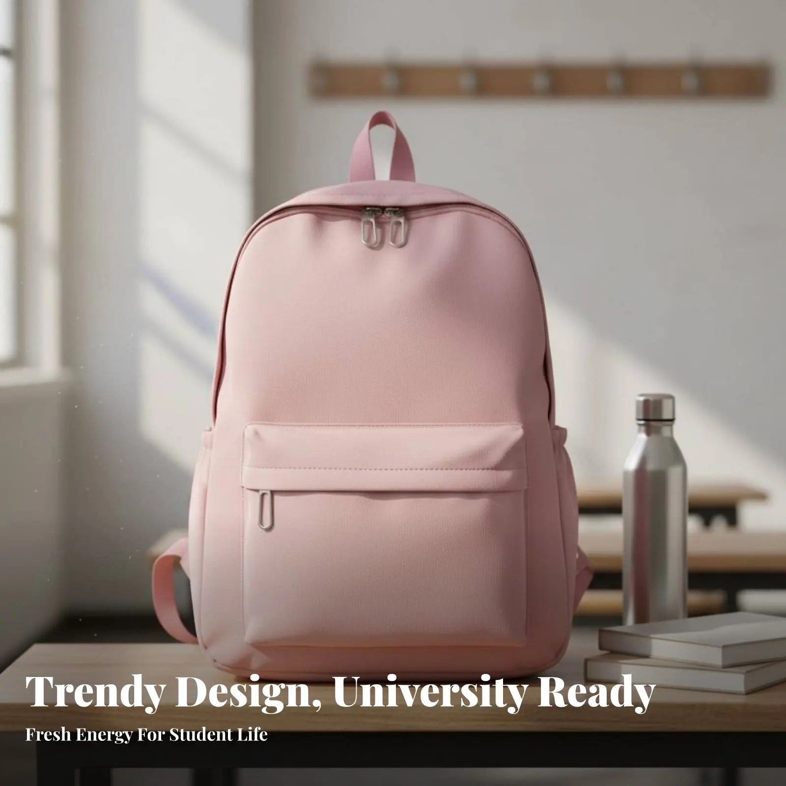 

Plain Color Backpack Large Capacity Simple School Backpack Nylon Student Bookbag Long-Lasting Minimalist Academic Grounds