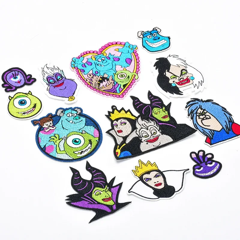 New Disney Cartoon Monster Company Embroidery Patch Badge American Film Anime Snow White Witch Cute Clothing Decoration Sticker