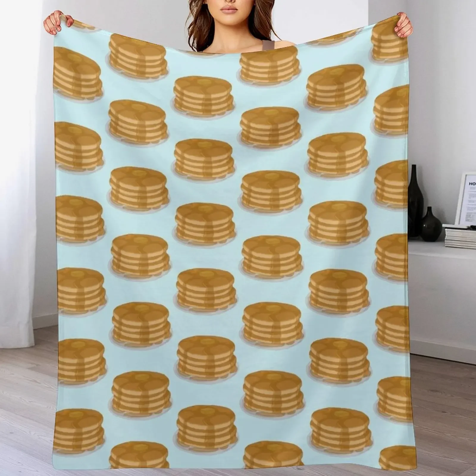 

cartoon stack of pancakes Throw Blanket Bed Luxury St Thermal Plaid on the sofa Blankets