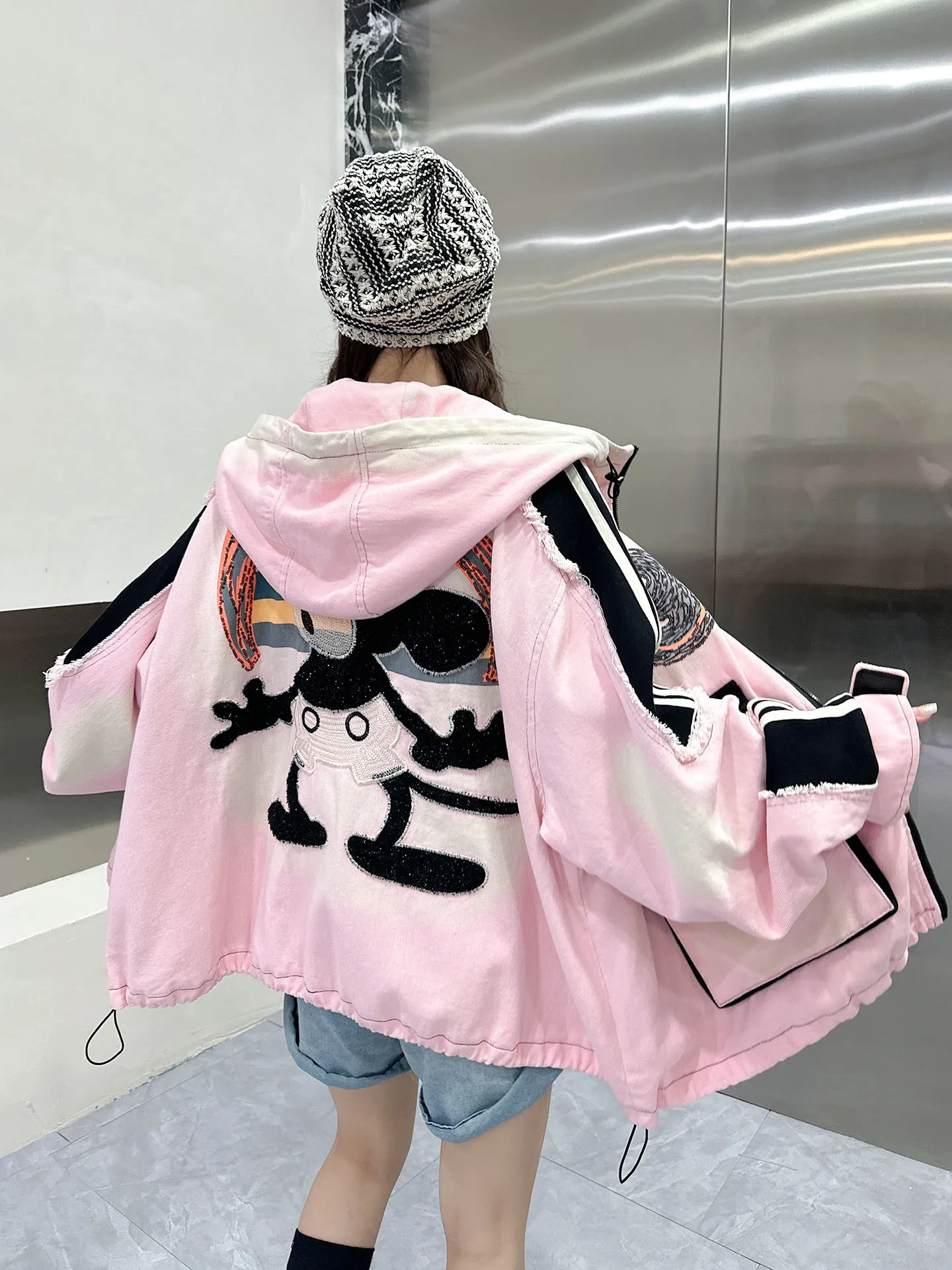 

Casual Oversize Denim Sle Women's Jaet Mid-Length American High Street Lightweight Luxury Outerwear Trendy Coat