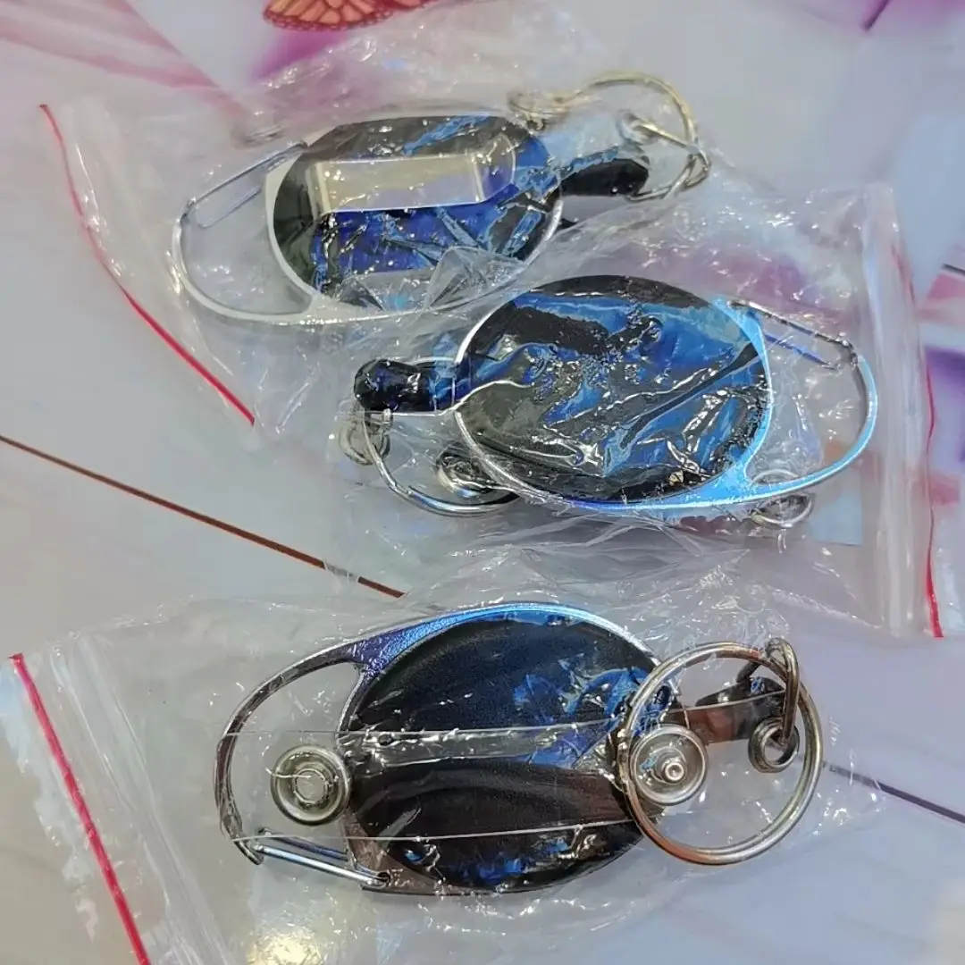 1pc Oval Retractable Badge Reel Multicolor Zinc Alloy Shell Frosted Outdoor Key Chain Anti-lost Key Holder