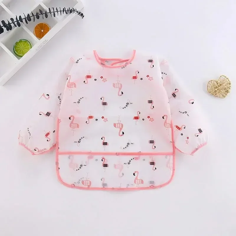 Baby Long Sleeve Waterproof Eating Smock Feeding Bib Art Apron Burp ClothesBaby Bibs Cartoon Infant Toddler