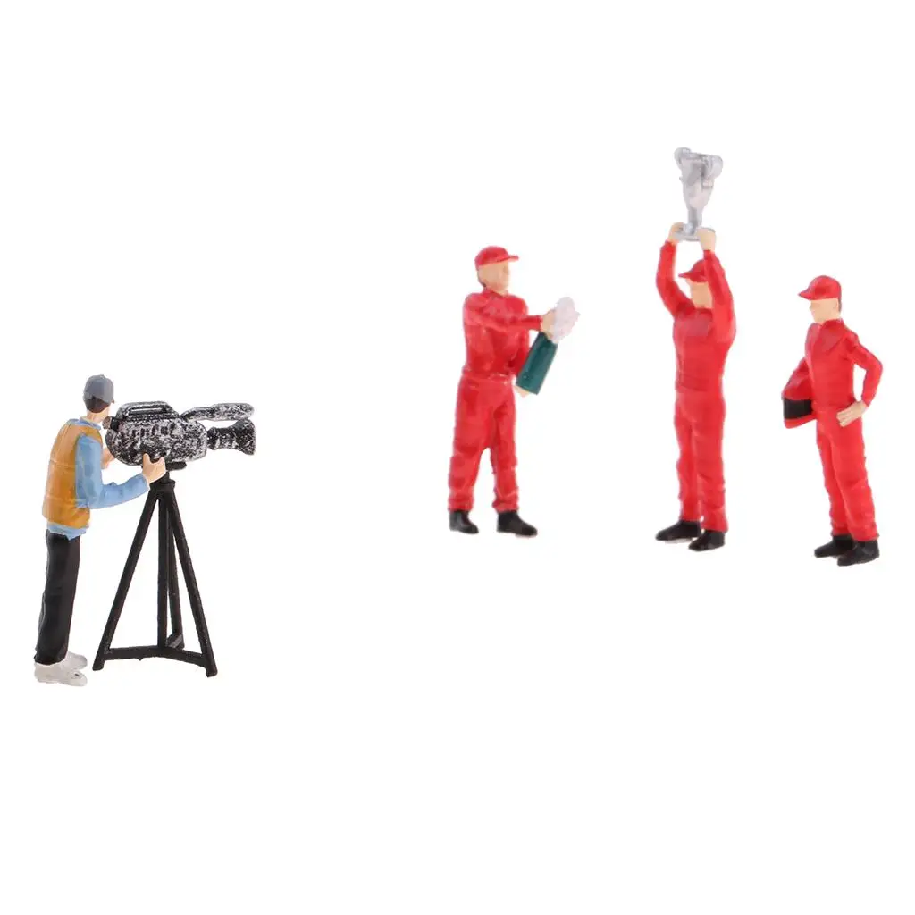 5 قطع 1/64 مقياس نموذج سباق السيارات أرقام ملعب مشهد أطقم ألعاب أطفال ، أحمر ، كما هو موضح