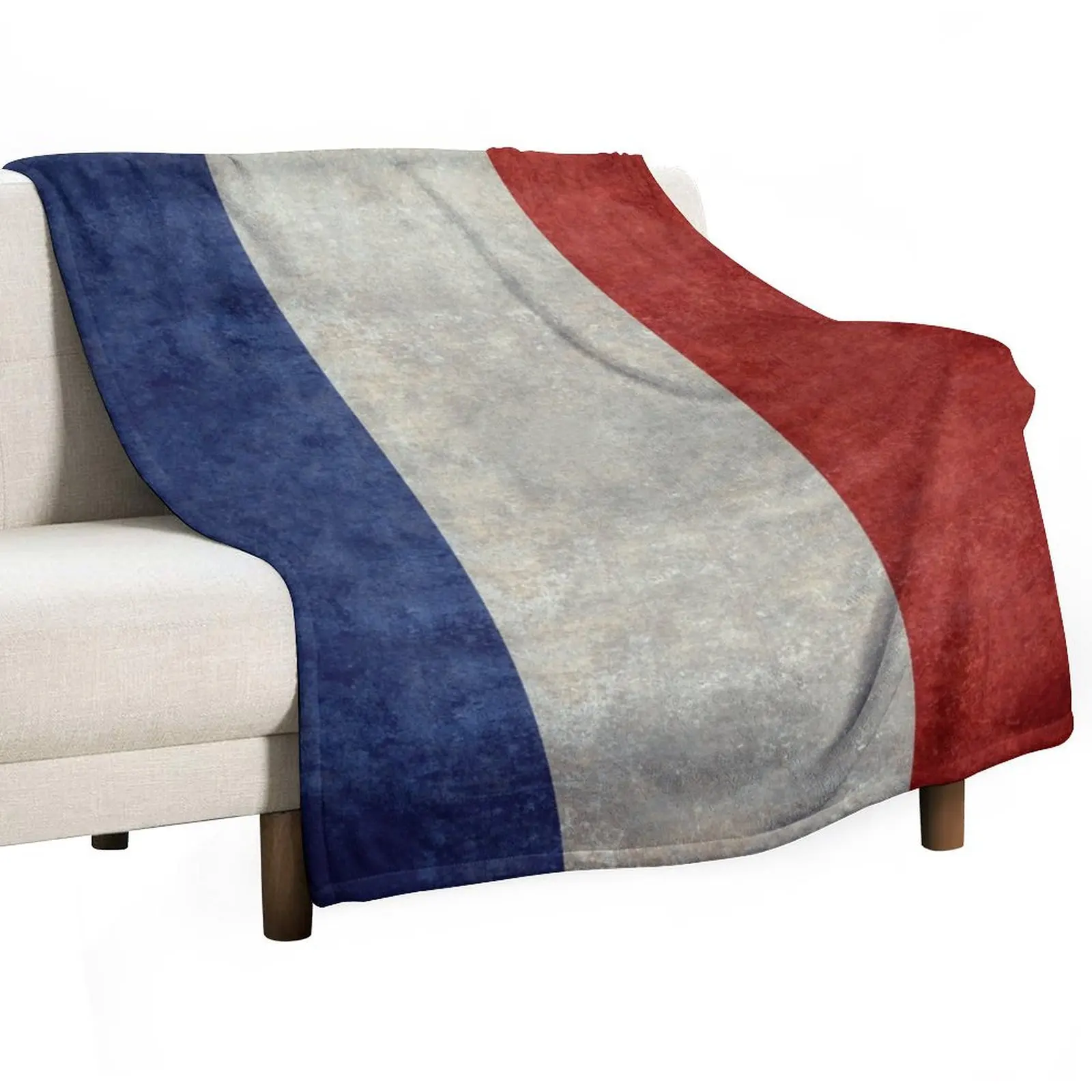 

Flag of France, vintage retro style Throw Blanket Beautifuls Furrys Luxury Designer Travel Blankets