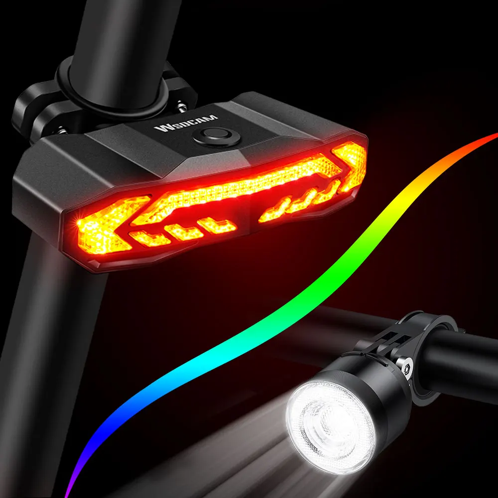 

Wsdcam Bicycle Smart Auto Brake Sensing Taillight Waterproof Cycling Front and Tail Lamp Set Bicycle Headlight Taillight