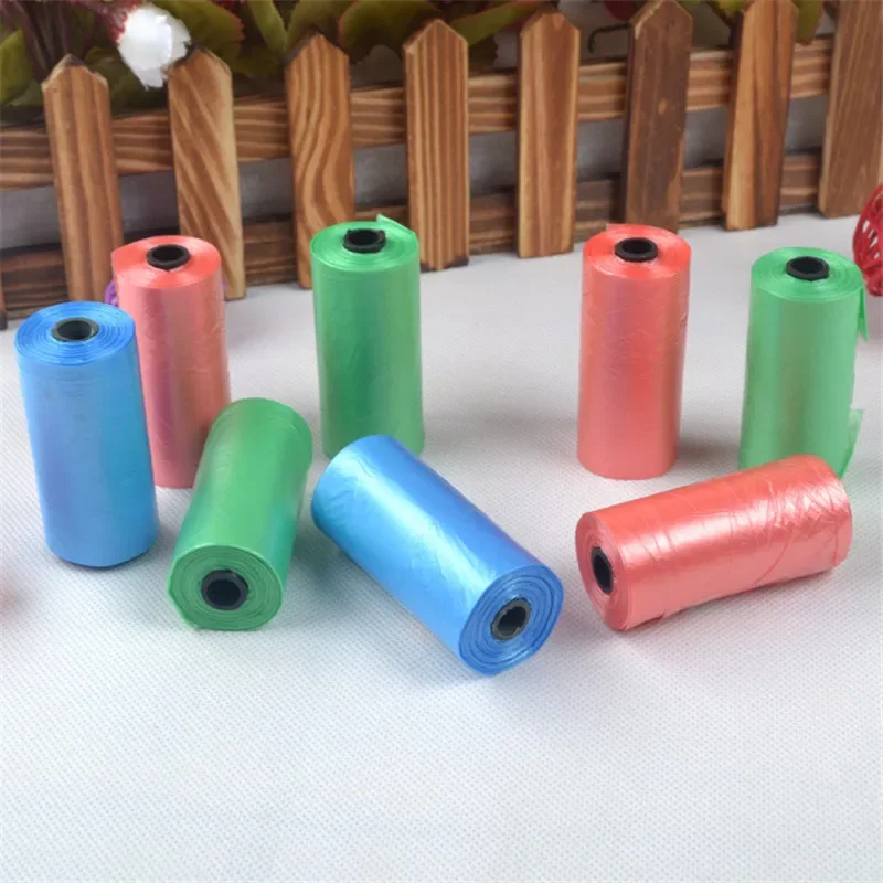 15pcs/Roll Pet Dog Poop Bags Dispenser Collector Garbage Bag Puppy Cat Pooper Scooper Bag Small Roll Outdoor Pets Clean Supplies