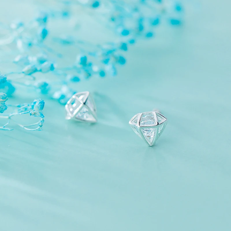 MODIAN Sparking AAA Zircon Geometric Stud Earring for Women 925 Sterling Silver Hollow Out Diamond Shape Ear Studs Fine Jewelry