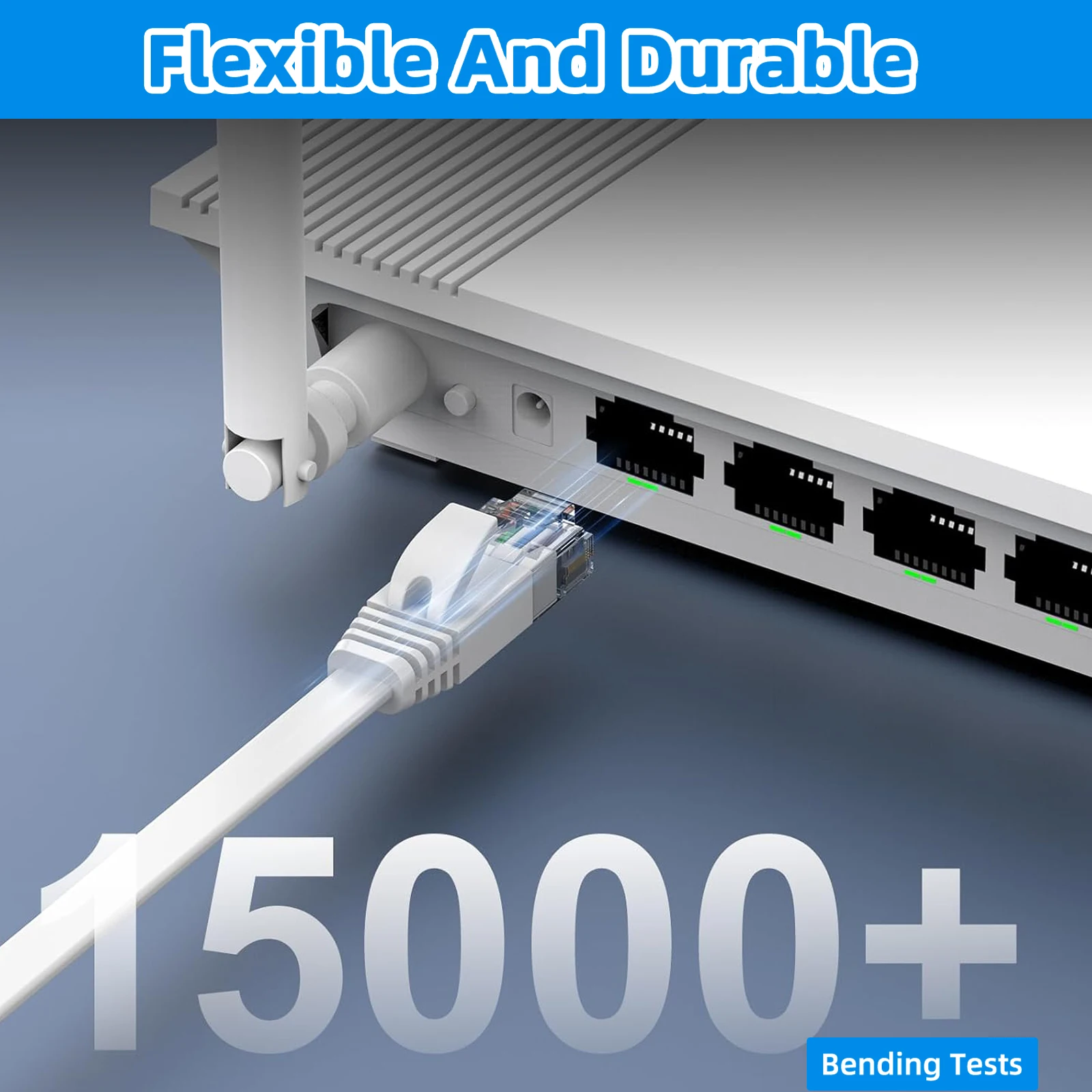 كابل إيثرنت Cat 6 بطول 50 قدمًا، كابل تصحيح كمبيوتر RJ45 Internet LAN المسطح لجهاز التوجيه والمودم والمفتاح ووحدات التحكم في الألعاب والبث #5