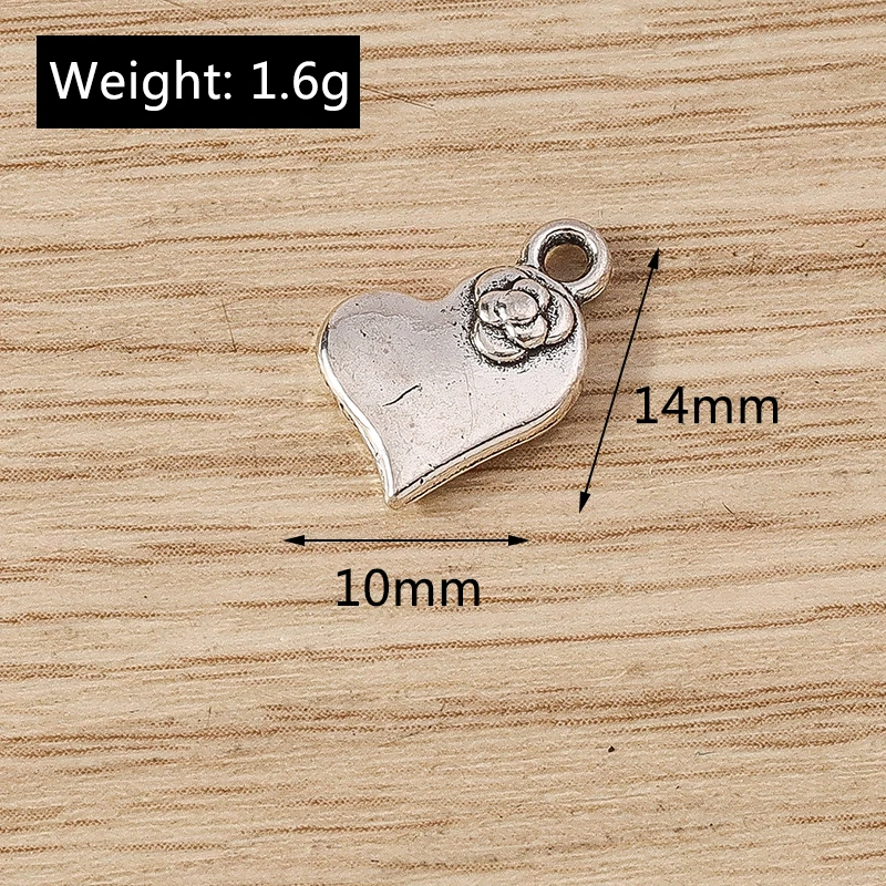 20 stücke 14x16mm niedlichen Gold Silber Farbe Legierung Liebe Herz Charms Anhänger für Schmuck Herstellung Ohrringe Halsketten Armbänder DIY Geschenke – Detail 4