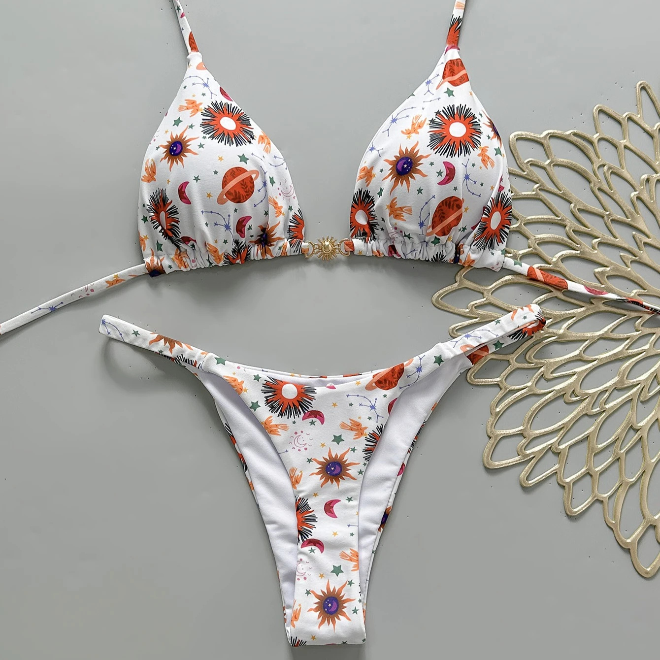 2026 New Sexy Retro Prints Brazilian Mciro Bikini Set Women Swimsuits Lace-up Swimwear Backless Biquini Swimsuits Beachwear