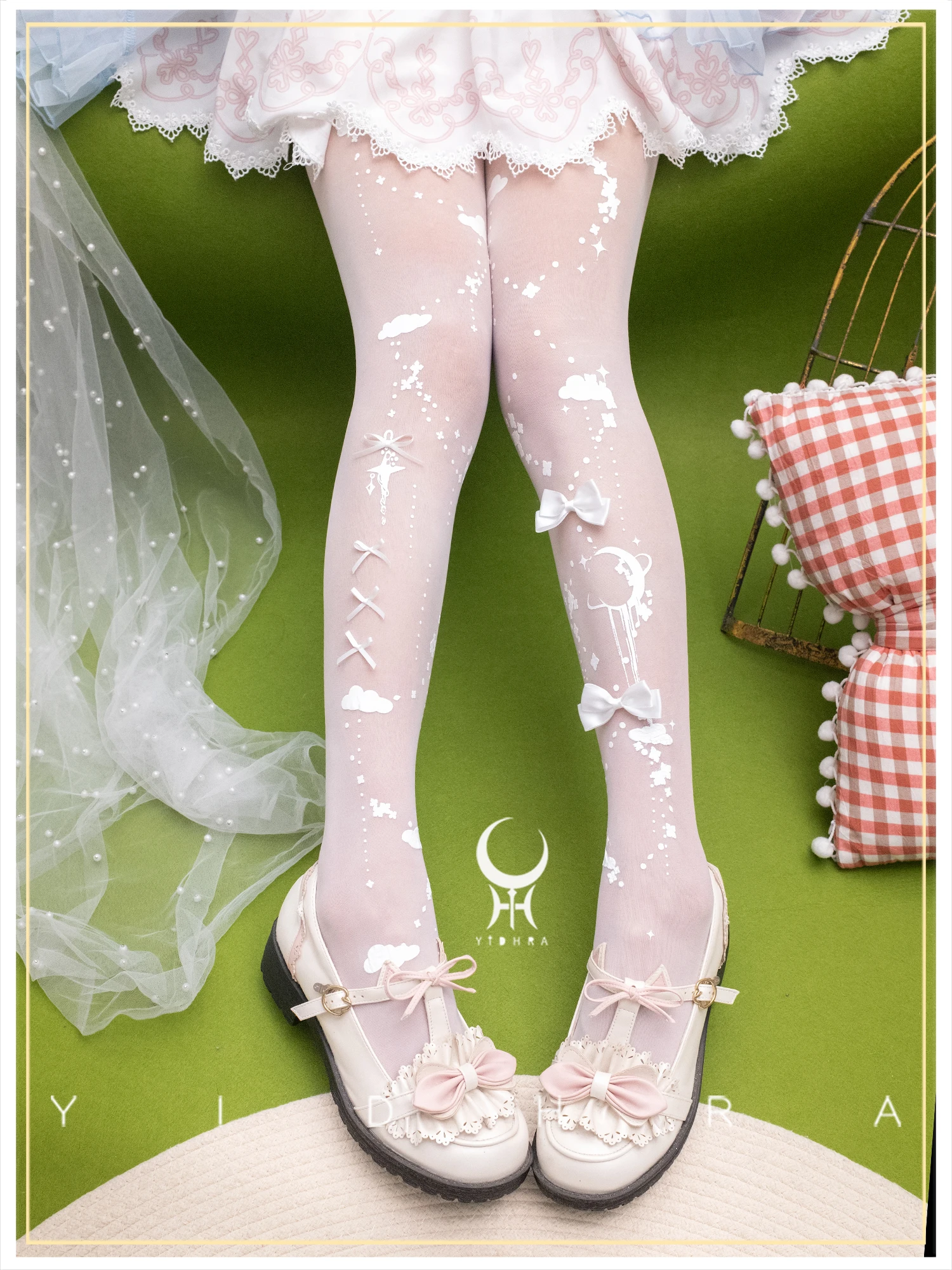 

Sweet Lolita Wedding Pantyhose Summer Thin Tights with Bow by Yidhra