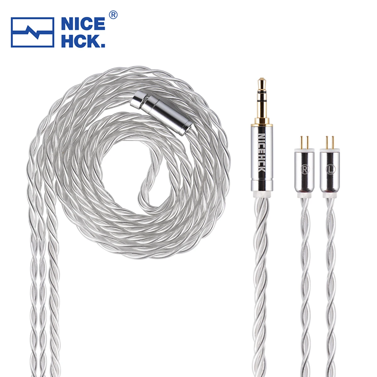 NiceHCK sHeart In Ear Earphone Monitor Cable 4N OFC+4N Silver-plated OFC Mixed Wire 0.78 2Pin for YDX Soloist F1Pro Forteza IEM