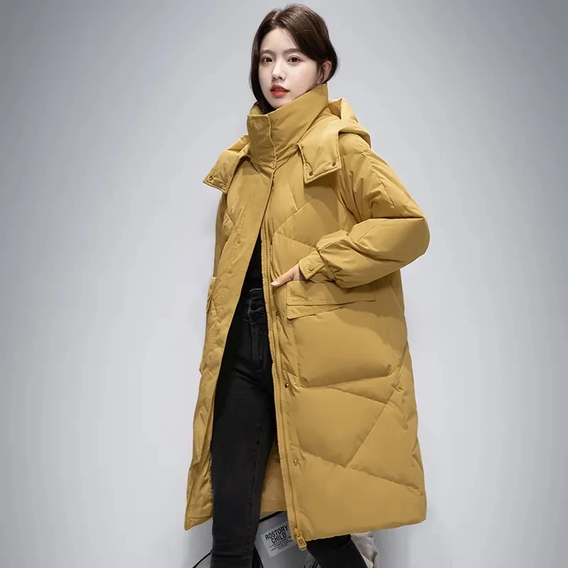 Women's Thick Parker 2025 Winter New Loose Cotton Padded Jacket Female Detachable Hooded Coat Lady Casual Long Parker Overcoat