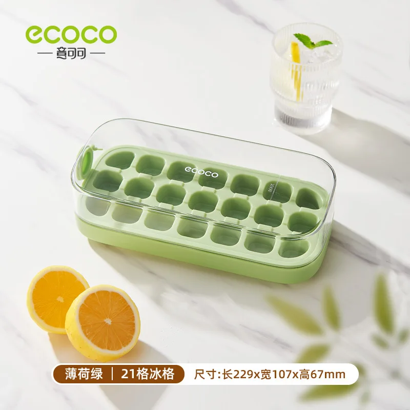 

21-Grid Ice Cube Tray Mold With Press For Easy Release, Including Container For Ice Storage - Kitchen Ice Maker and Storage Box