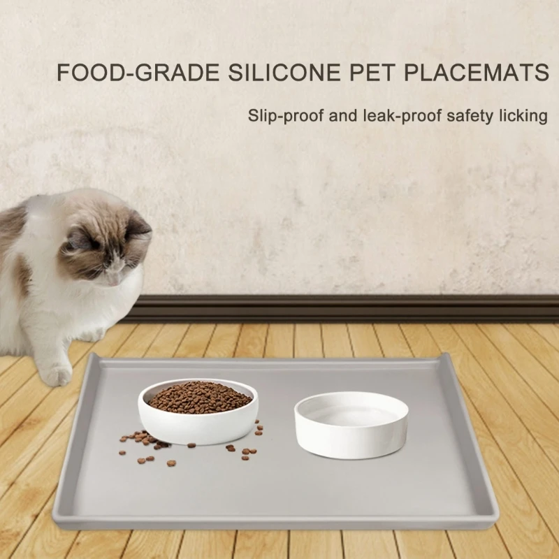 Pet Feeding Mat Silicone NonSlip Waterproof Feeding Mats Prevent Splashing and Slipping Pet Feeding Mat Y5GB