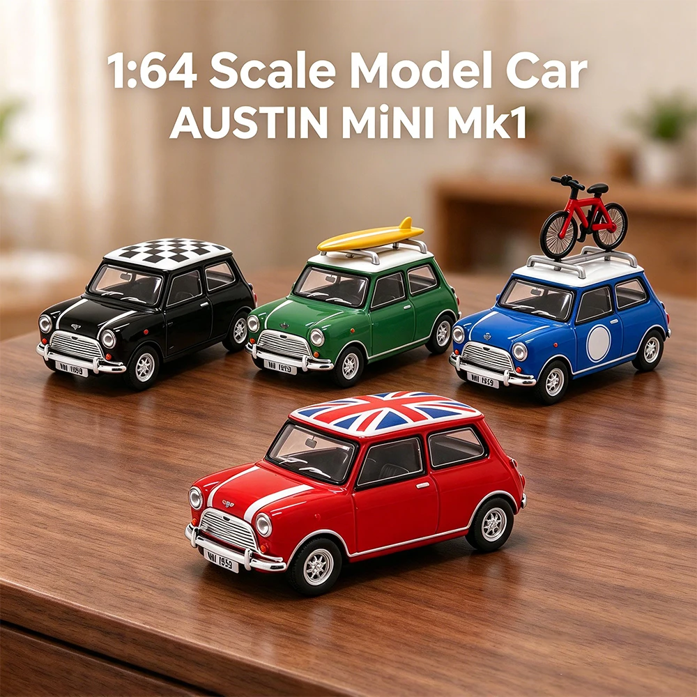 New 1:64 Scale Alloy Model Car Austin Mini Mk1 Retro Compact Mini Vehicle Desktop Collectible Display Ornament Gift