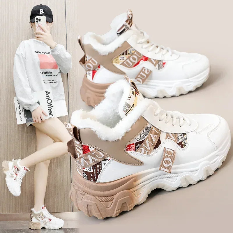 

Sizes 35-44 Casual Women Sneakers Hot Sale High Quality Warm Thickness Cotton Shoes Female High Top Ankle Boot Zapatos De Mujer