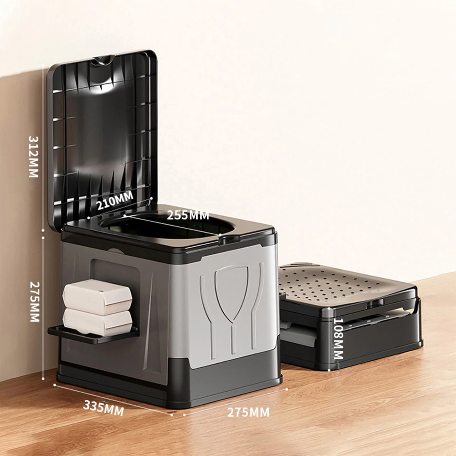 Folding Collapsible Toilet with Paper Holder & Lid Travel Toilet Reusable for Camping Travel Outdoor Car RV & Emergency Use