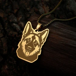 QIAMNI Stainless Steel German Shepherd Dog Pendant Cute Animal Pet Choker Friendship Gift Fashion Jewelry Necklace For Women Men