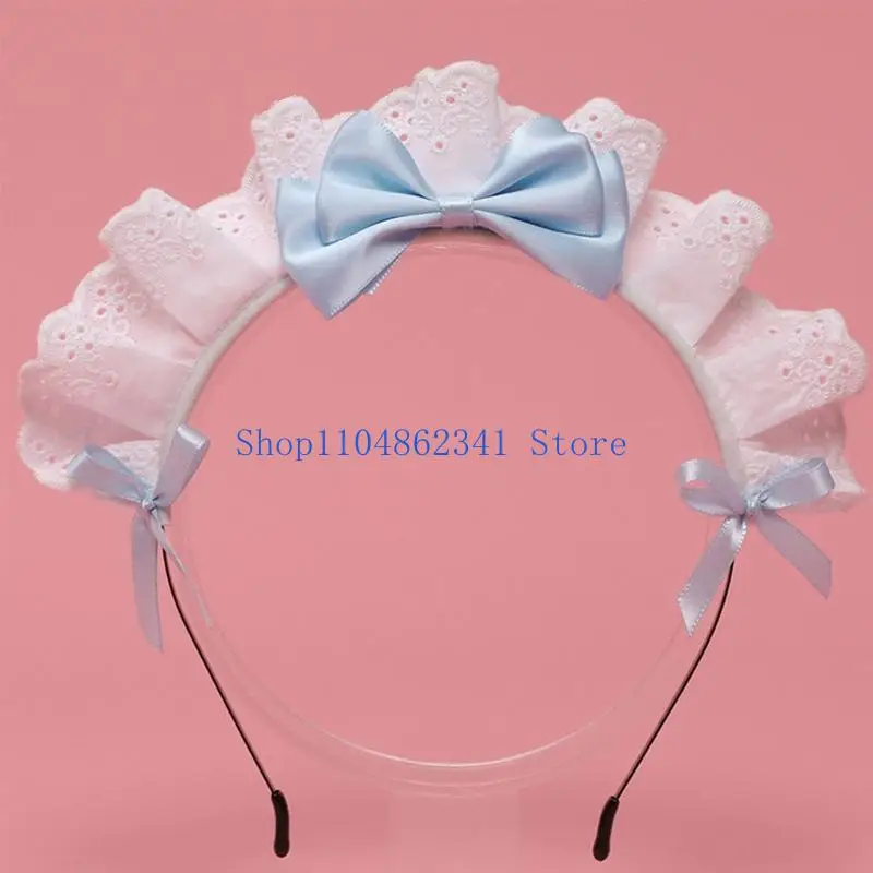 5asd gothique Punk coiffure ménage dentelle cheveux accessoires Cosplay bandeaux doux ébouriffé Satin nœud