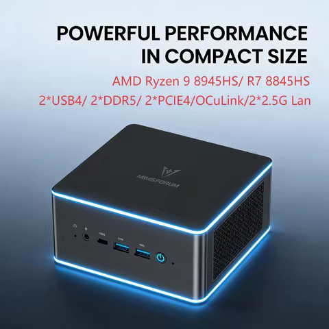 MINISFORUM AMD Ryzen 9 8945HS R7 8845HS Gaming Mini PC UM890 UM880 Pro OCuLink 2*USB4 2*DDR5 2*PCIE4 Windows 11 Computer WiFi6E