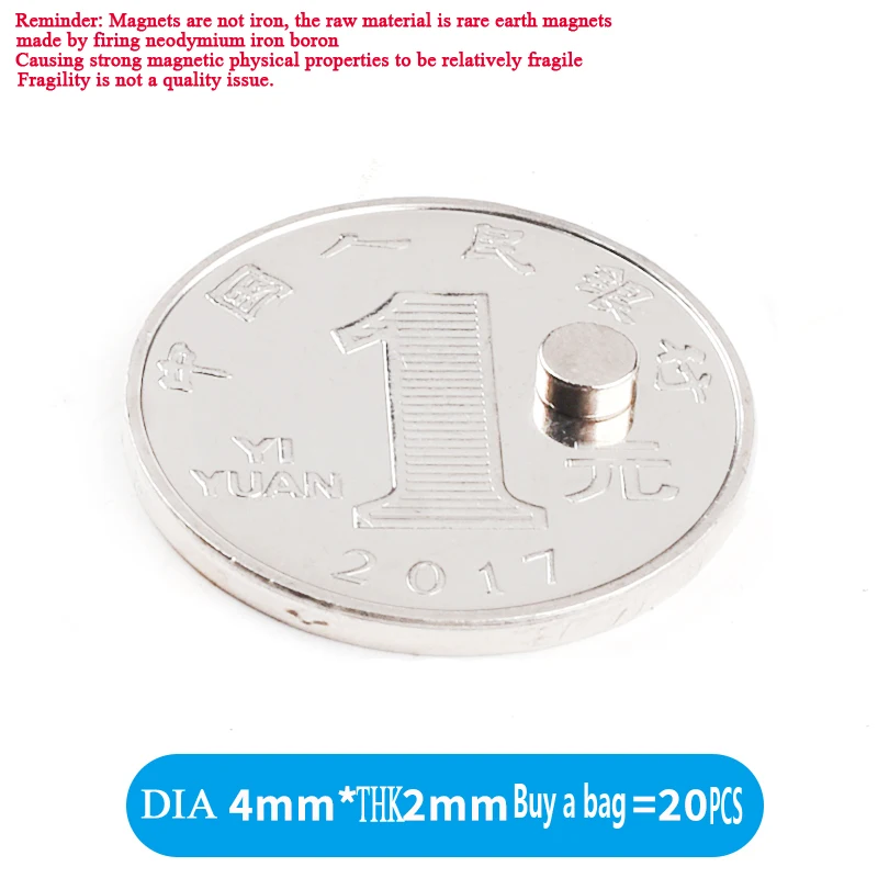 

Super Strong Magnet 4x2mm 20pcs Round Magnetic NdFeB Neodymium magnet Powerful Disc imanes