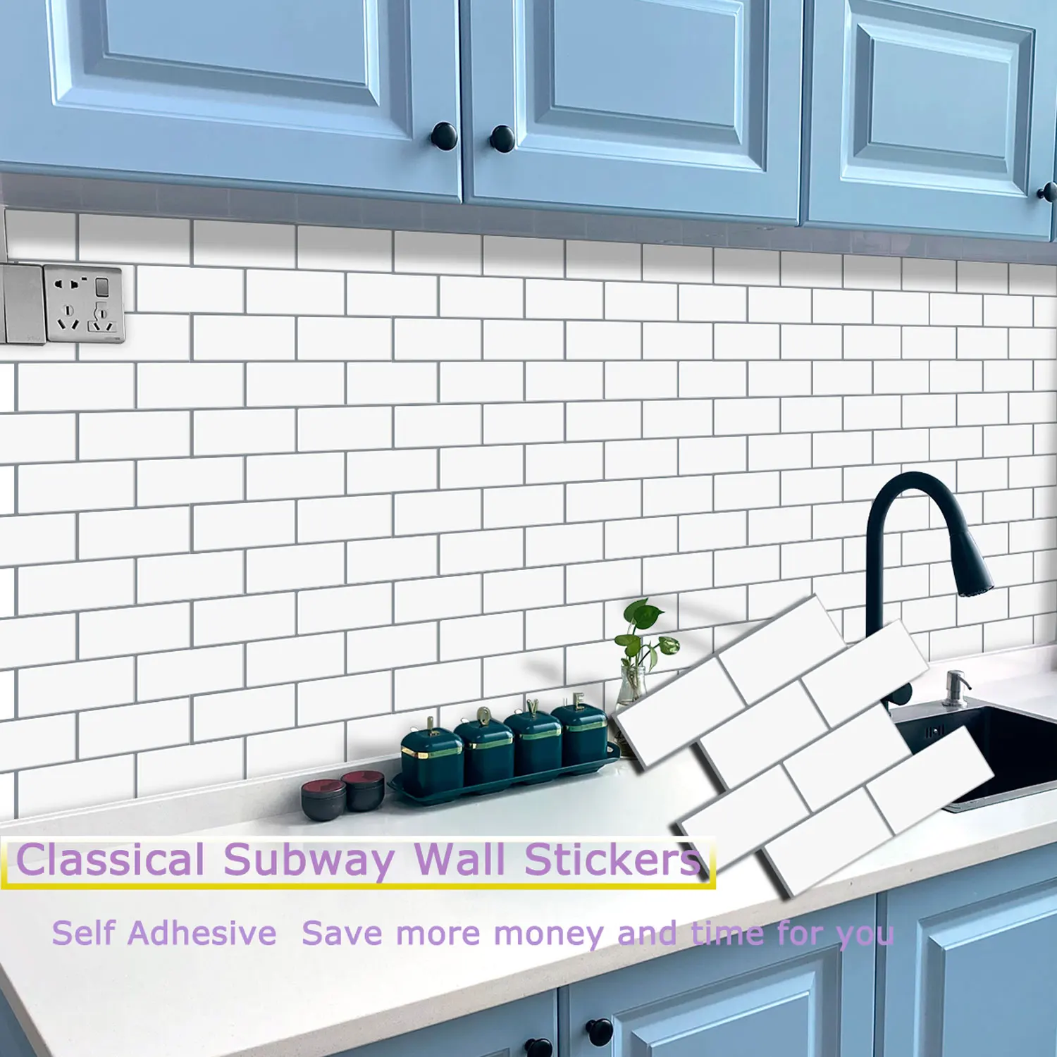 

Bathroom Home Decor Peel and Stick Vinyl Self Adhesive Tile Wall Sticker 3D Subway Wallpaper 10 Pieces