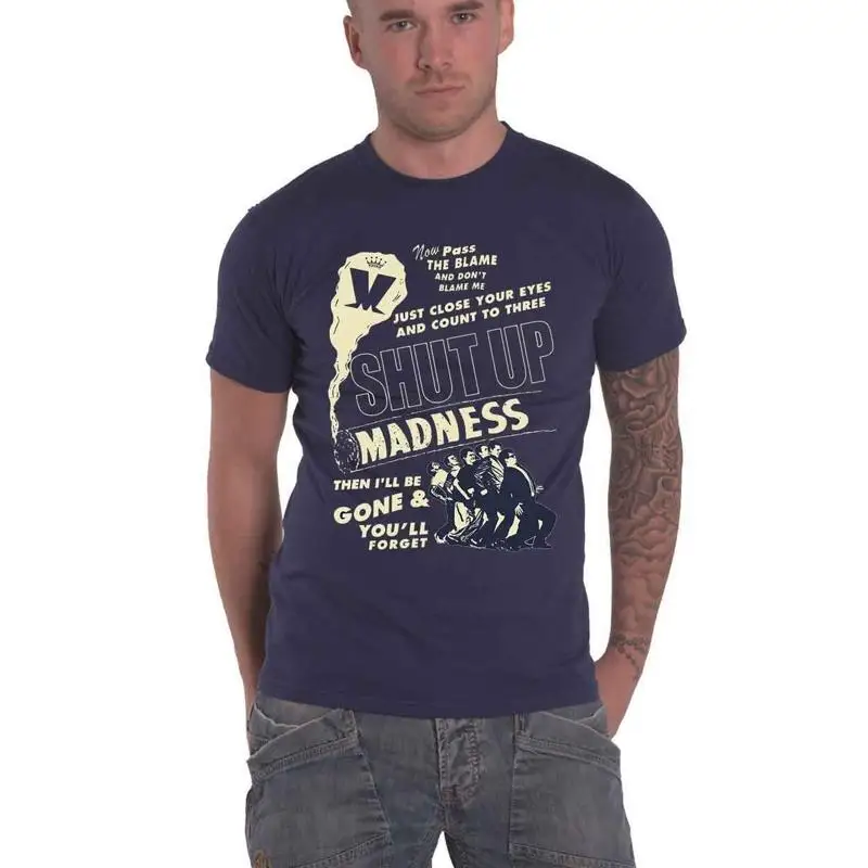 

Футболка Madness с логотипом группы Shut Up, новая официальная мужская темно-синяя