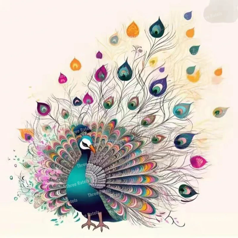 Three Ratels RR1277 Beautiful Peacock Watercolor Art Sticker for home decoration toilet decals