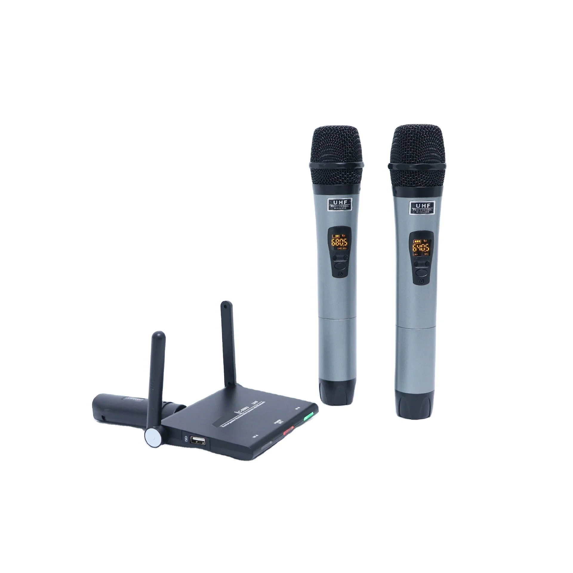 2026 Professional Rechargeable Dual Channel Uhf Wireless Microphone For Home Ktv