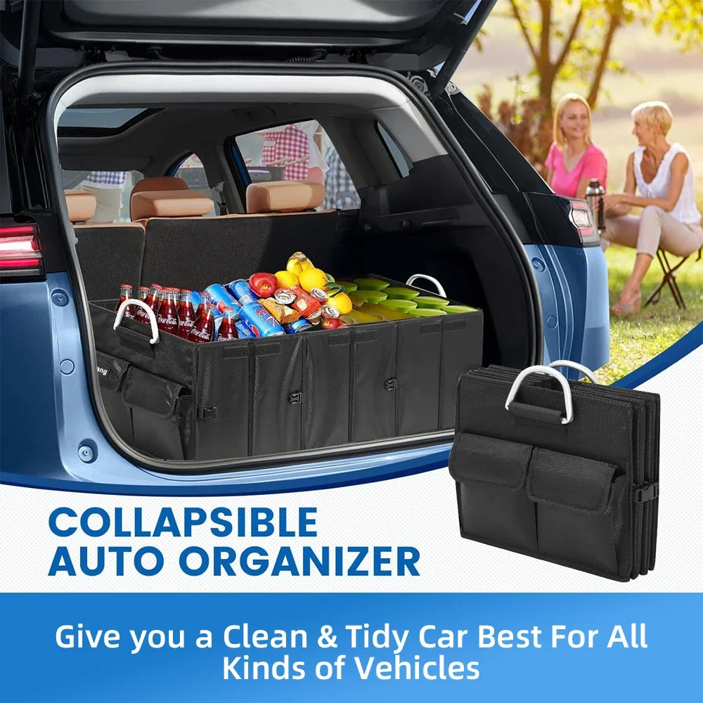 

66L Car Trunk Organizer – Foldable & Heavy Duty Storage Box with Reflective Strips, Durable & Sturdy for Sedan, SUV, Truck