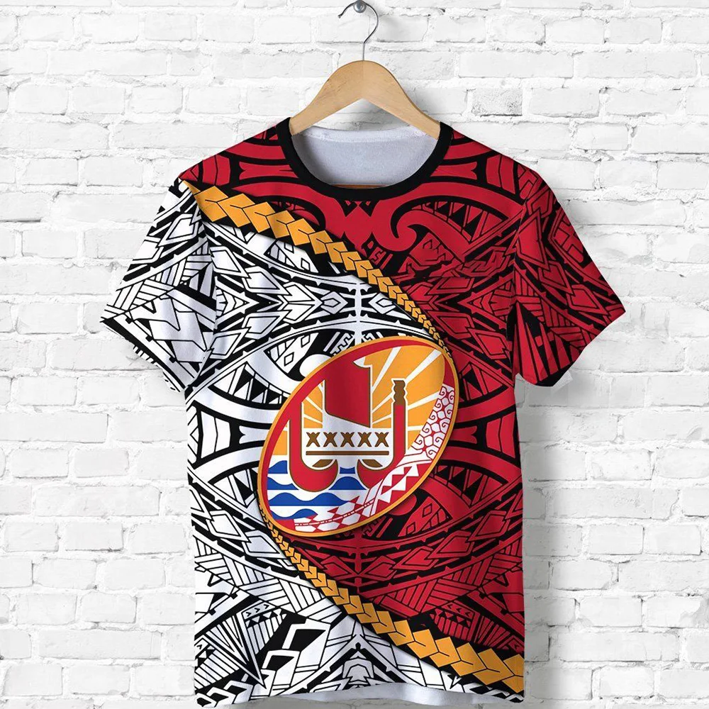 New Fashion French Polynesia Tahiti Country Flag Tribal Culture Retro street 3D Print Men Summer Colorful Short Sleeves T-Shirts