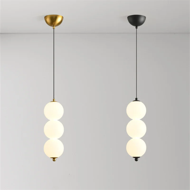 Milky White Ball Pendant Lamps Gold/Black for Bedroom Bedside Hotel Kitchen Bar Home Decor Indoor Lighting Fixtures Chandelier