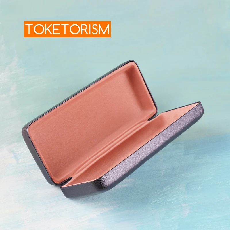 Toketorism Quality Eyeglass Box Portable Leather Hard Cases For Reading Glasses B17