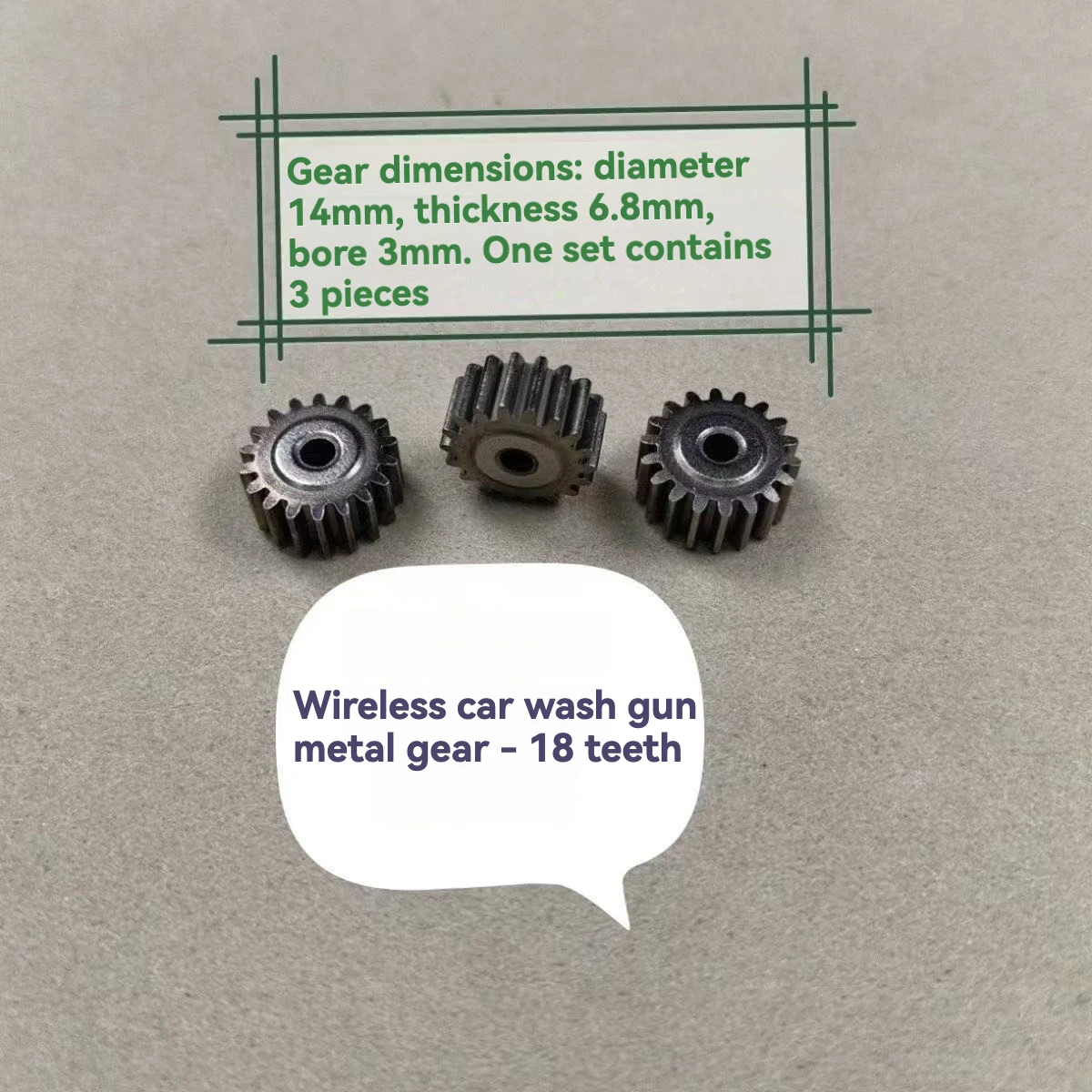 

Wireless Car Wash Gun Metal 18-Tooth Gear - Planetary Gear Set, 3 Pieces per Set, Household Car Wash Gun Gear