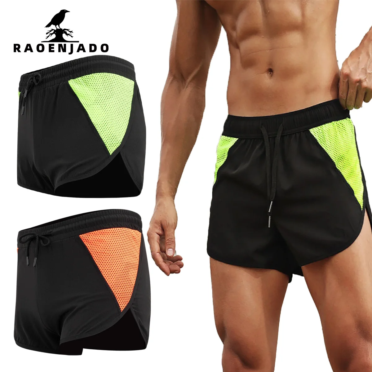 

Men's Athletic Shorts Quick-Dry Breathable Lightweight Swim Trunks with Elastic Waist Drawstring and Hip Zipper Pocket fr Sports