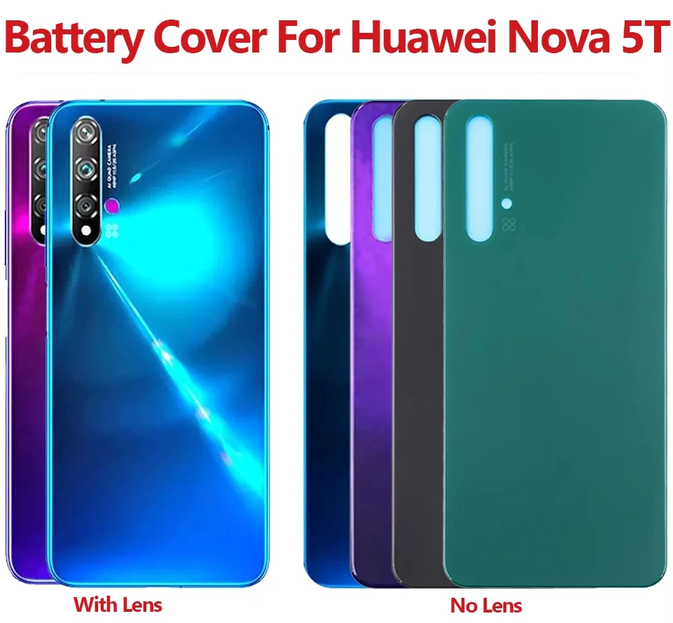 

Для Huawei Nova 5t крышка батарейного отсека задняя дверь корпус задний чехол для телефона AL-L21 YAL-L61 крышка батарейного отсека с объективом камеры