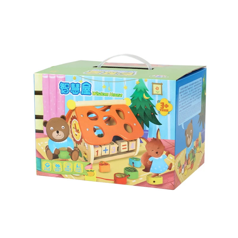 Multi-functional Baby Wooden wisdom house DIY String fruit Beads Arithmetic abacus set Wood Math Counting Building Block game