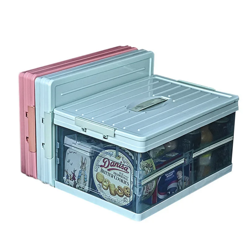 Foldable transparent storage box with lid, multifunctional car and household clutter sorting box,Car supplies car organizer