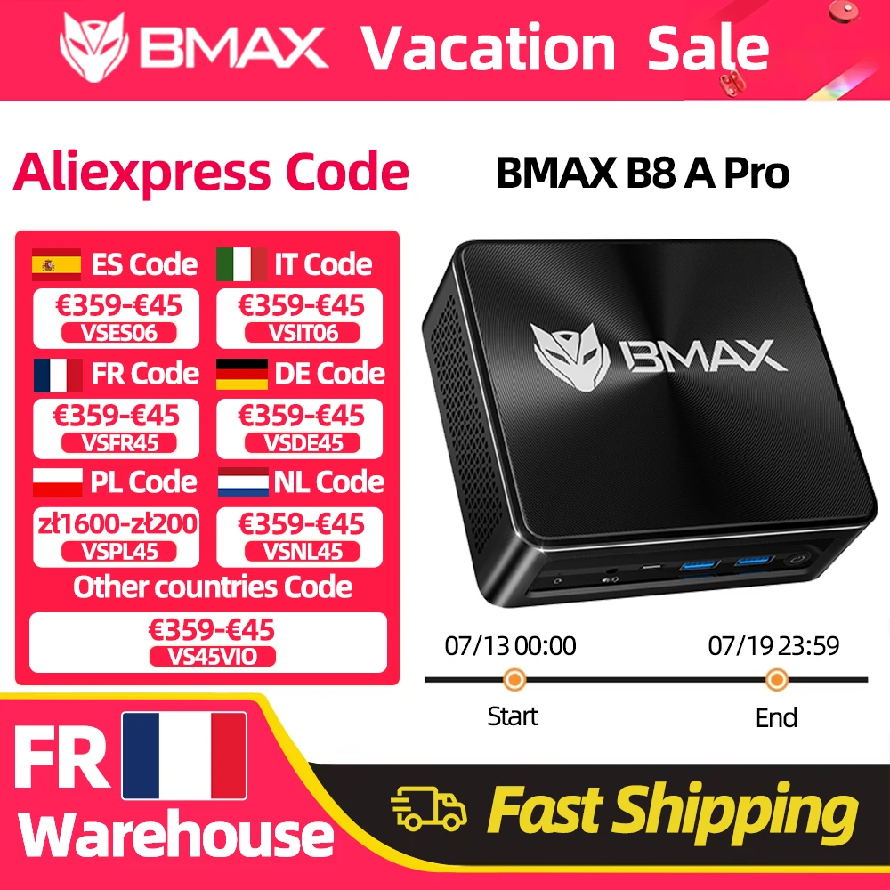 Mini PC BMAX B8 A Pro con procesador AMD Ryzen 7 8745Hs, gráficos AMD Radeon 78…