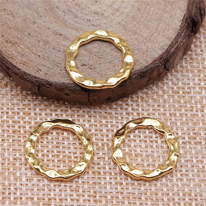 

100 шт./лот, фурнитура для украшений своими руками: соединители для серег, браслетов, бусины-подвески из сплава с узором «Водная рябь»