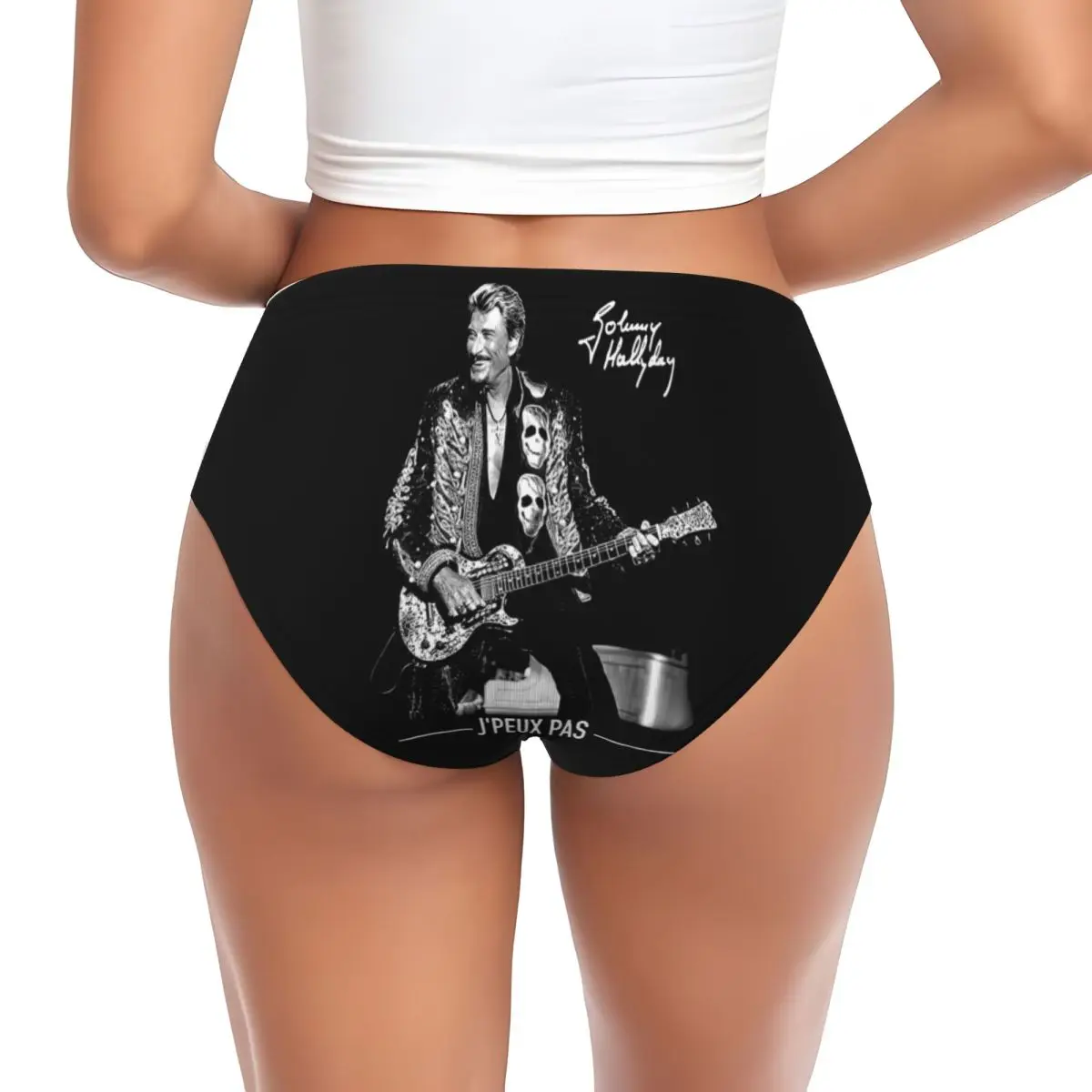 Custom Johnny Hallyday French Rock Singer Brief Panties Womens Comfort Stretch Underwear Valentine's Day Gifts Underpants view 2