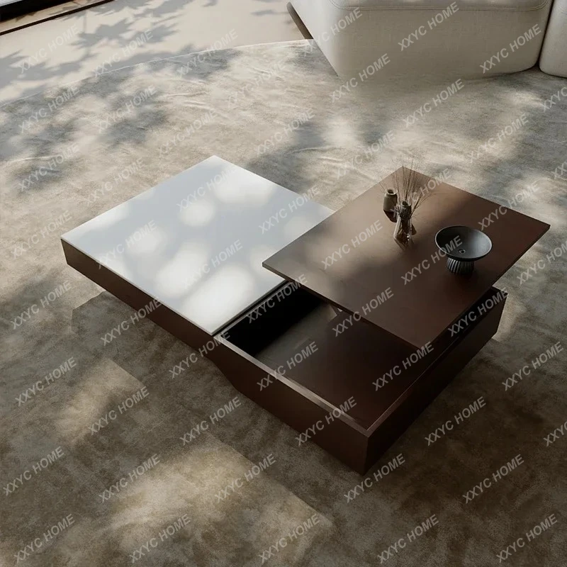 Y Smart Home Aesthetic Decor Coffee Table Brown Natural Wood Luxury Design End Table