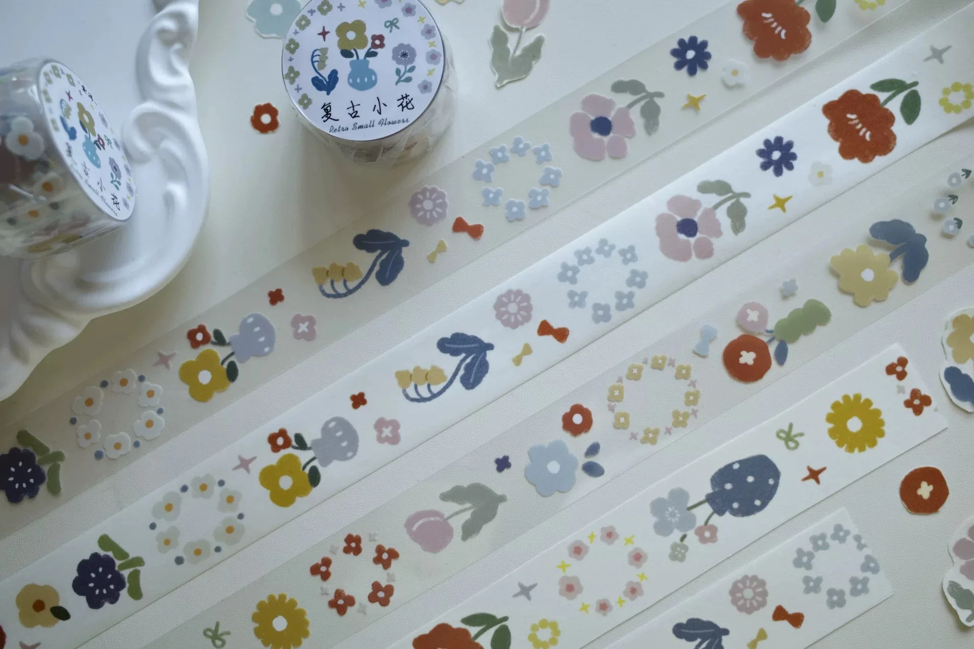 YiEr Studio Vintage Little Flower Washi PET Tape Planner DIY Card Making Scrapbooking Plan Decorative Sticker