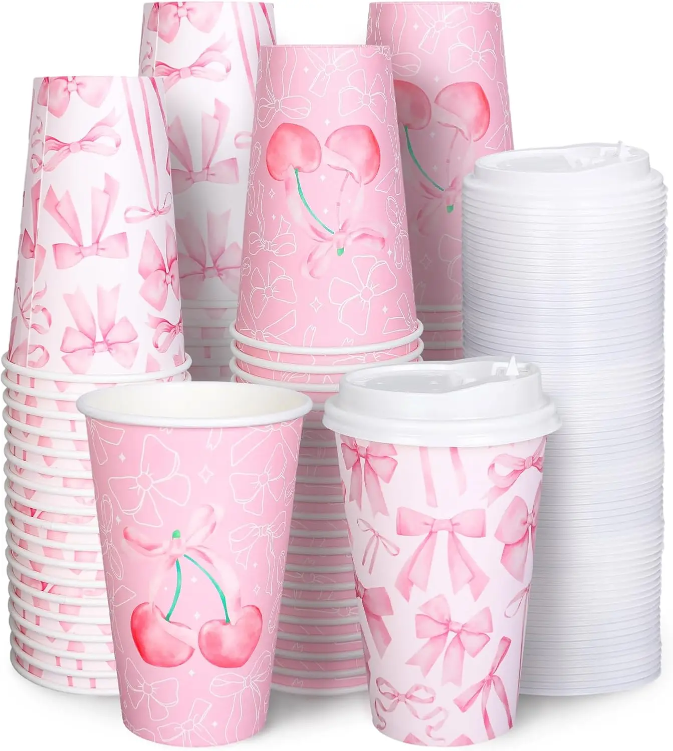 50 Pcs Pink Bow Cof…